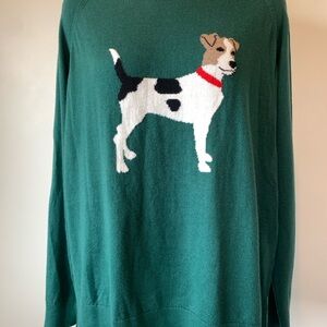 St. John's Bay Green Sweater with Dog Design